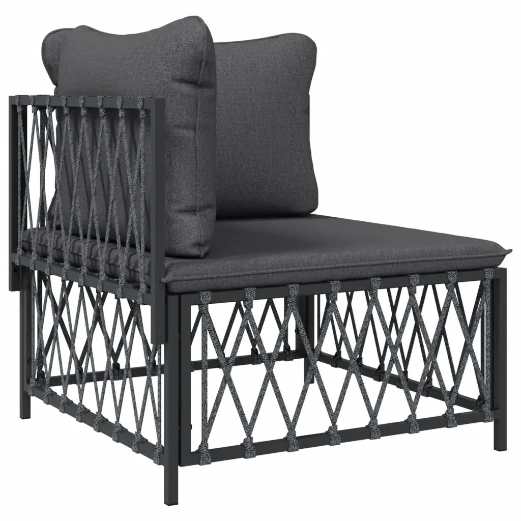 Set Salotto da Giardino 2 pz con Cuscini in Acciaio Antracite