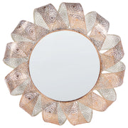 Specchio da parete Bianco con rame 54 cm Telaio rotondo a spirale Decorativo Soggiorno Camera da letto