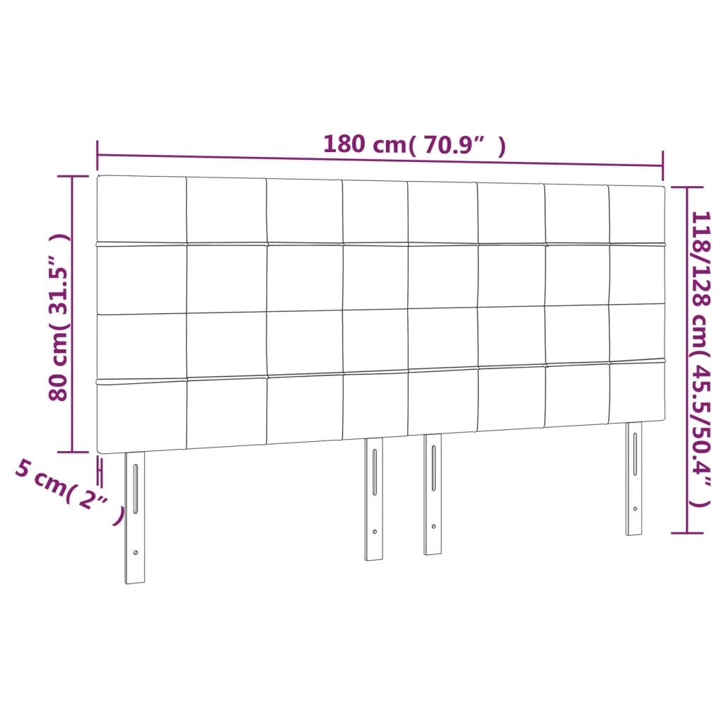 Testiera a LED-Testata con LED Marrone Scuro 180x5x118/128 cm in Tessuto 481527