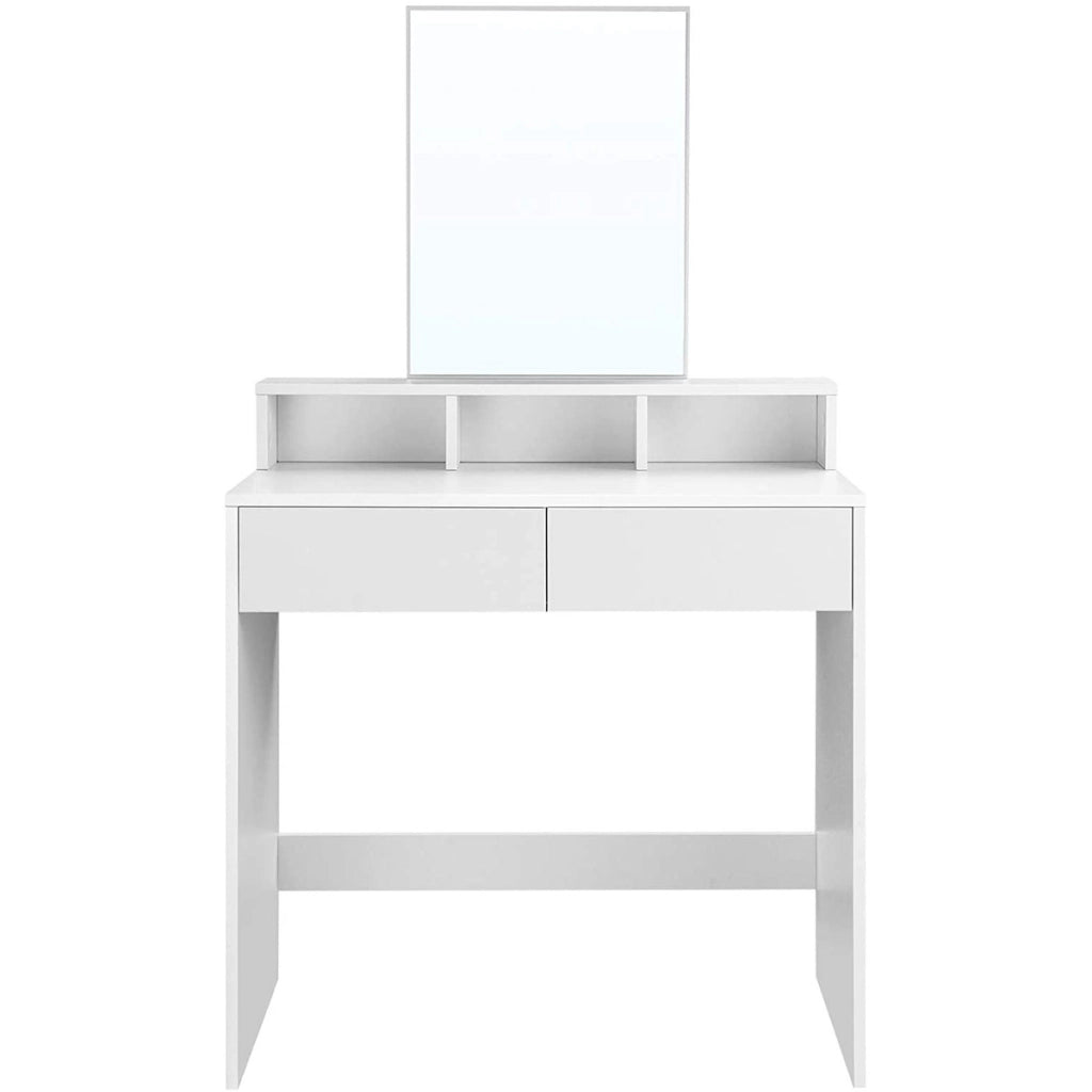 Tavolo da trucco bianco in stile scandinavo con specchio