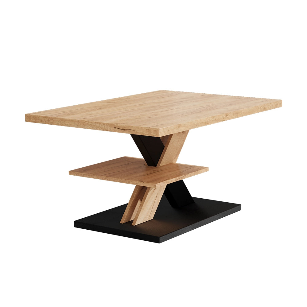 Vicco Tavolino da salotto Quercia/nero 90 x 60 cm con ripiano