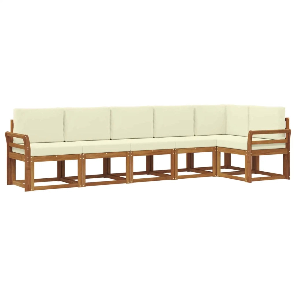 Set di divani da esterno con cuscino 6 pcs Naturale e Crema