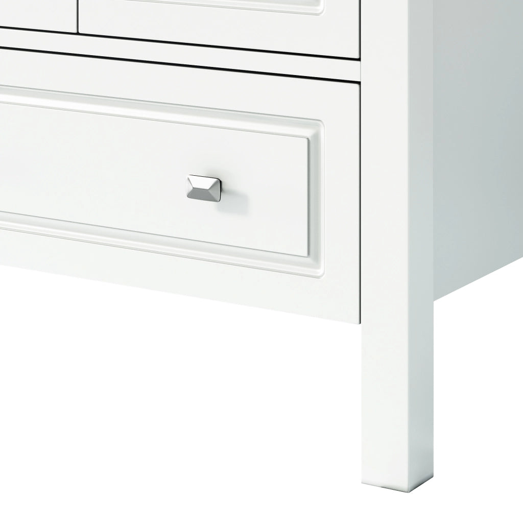 Mobile bagno freestanding 62¡Á47¡Á90 cm con lavabo in ceramica, finitura laccata bianca, 1 anta e 3 cassetti