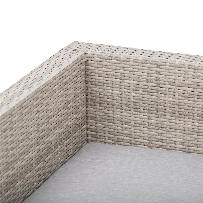 SALOTTO DA GIARDINO CON DIVANO E TAVOLINO IN PE RATTAN GRIGIO