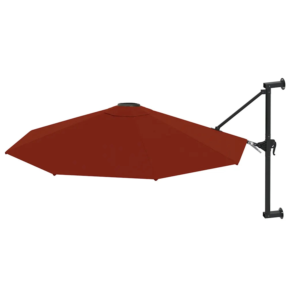 Ombrellone a Muro con Palo in Metallo-Ombrello da giardino 300 cm Terracotta