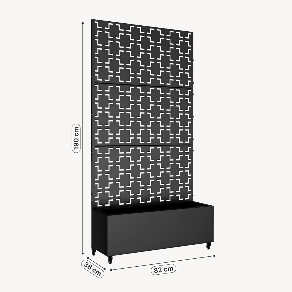 Fioriera con Spalliera Aaskis a Rotelle in Acciaio 190 x 82 x 38 cm - Nero casa.pro