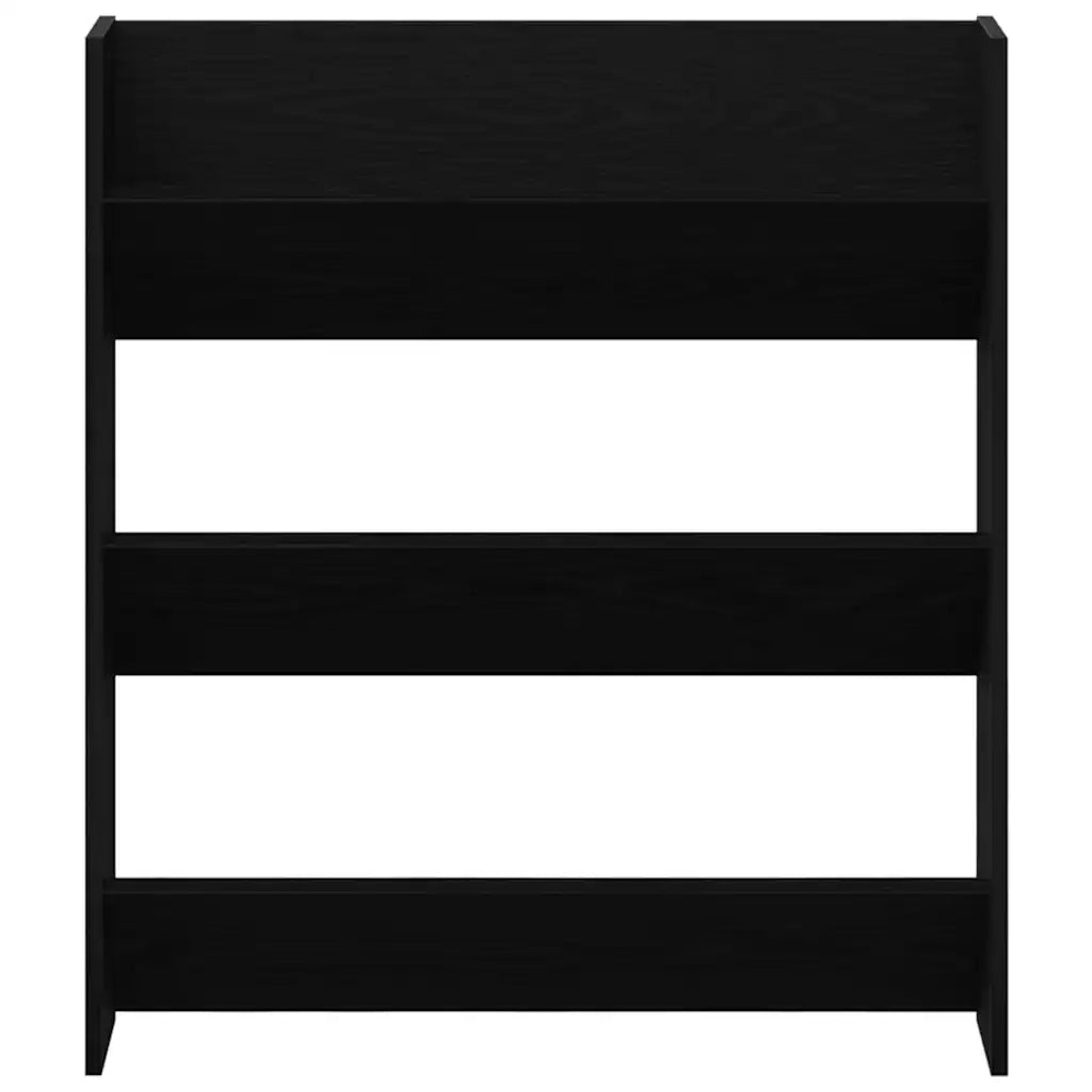 Mobile per scarpe-Scarpiera Rovere Nero 80 x 18 x 90 cm Legno multistrato