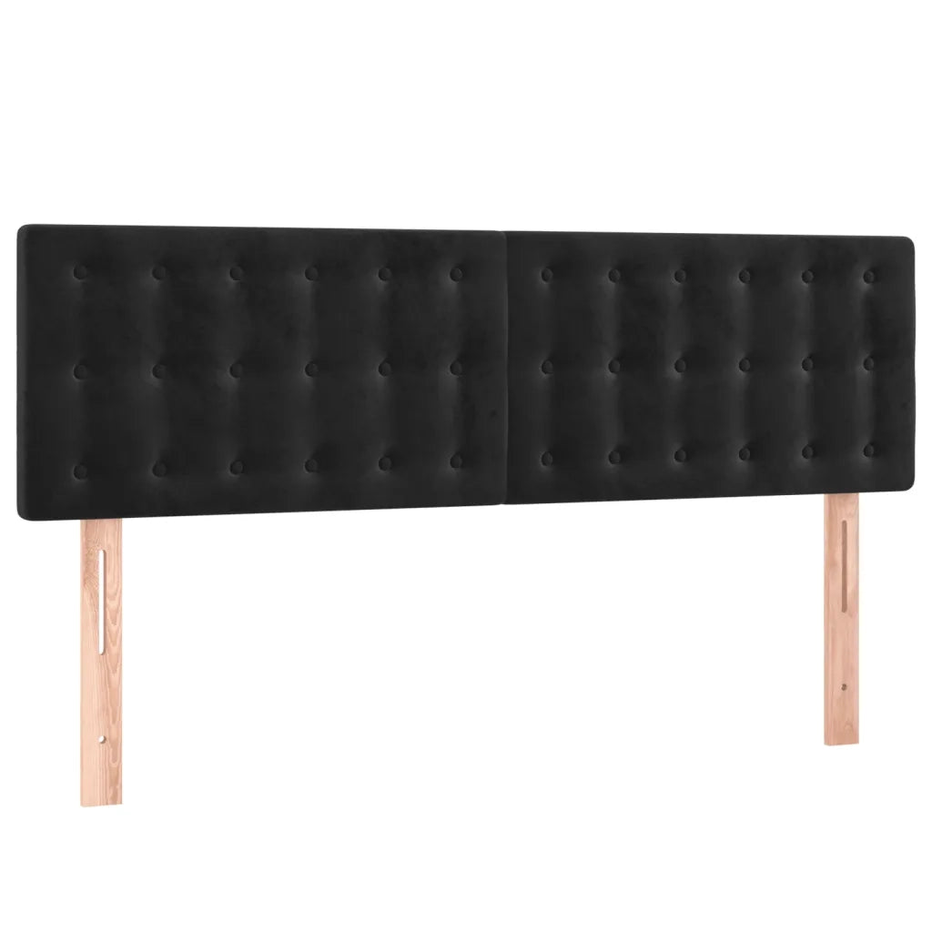 Testiera a LED Nera 144x5x78/88 cm in Velluto 3122096