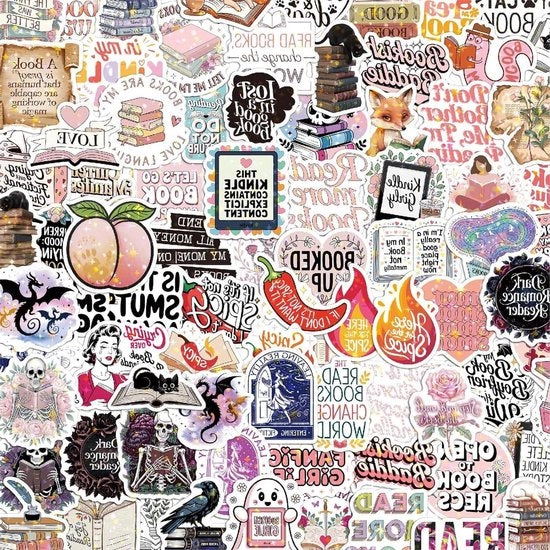 150 Stuks Sticker Set per Lettori di Libri Romantici - Stickers in Vinile Idrorepellente per Laptop, Lettore di E-Book, Giornale - Regali per Lettori di Libri - Materiale per Scrapbook e Studenti