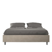 Letto Matrimoniale 160x210 cm con Rete e Contenitore Giroletto con Alzata Comoda Imbottito in Microfibra Azelia Sabbia
