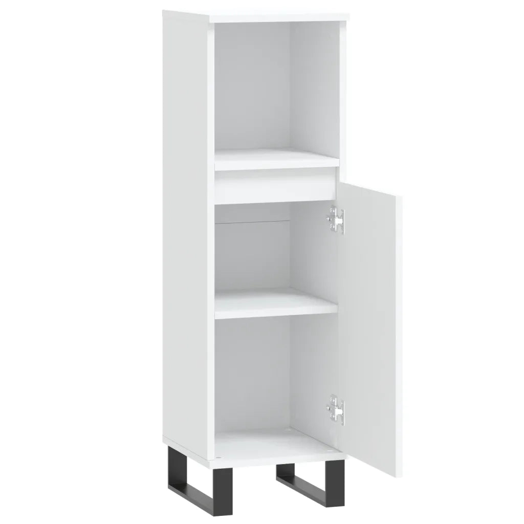 Mobiletto da bagno moderno con vani contenitori flessibili 30 x 30 x 100 cm legno composito bianco 02_0049009