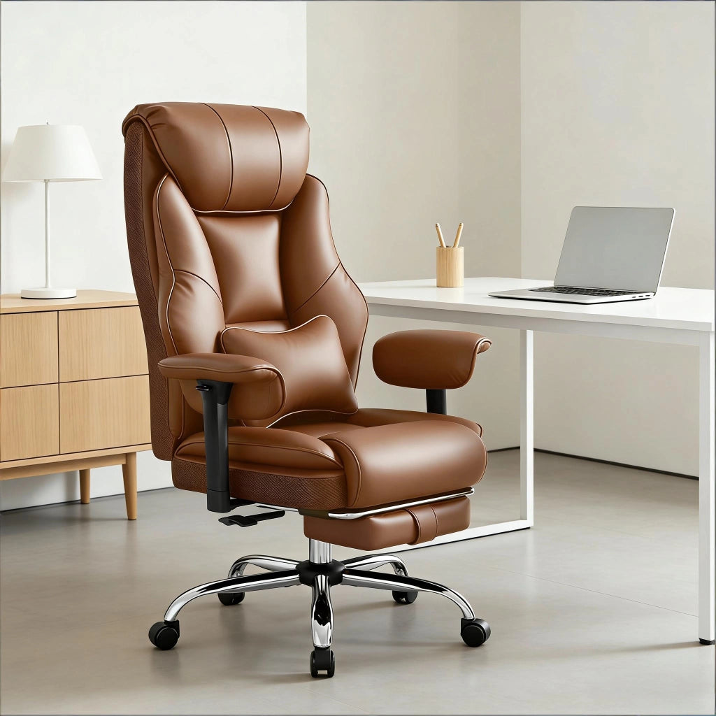SEDIA Ufficio ergonomica girevole regolabile 77x71x118-125,5 cm Marrone