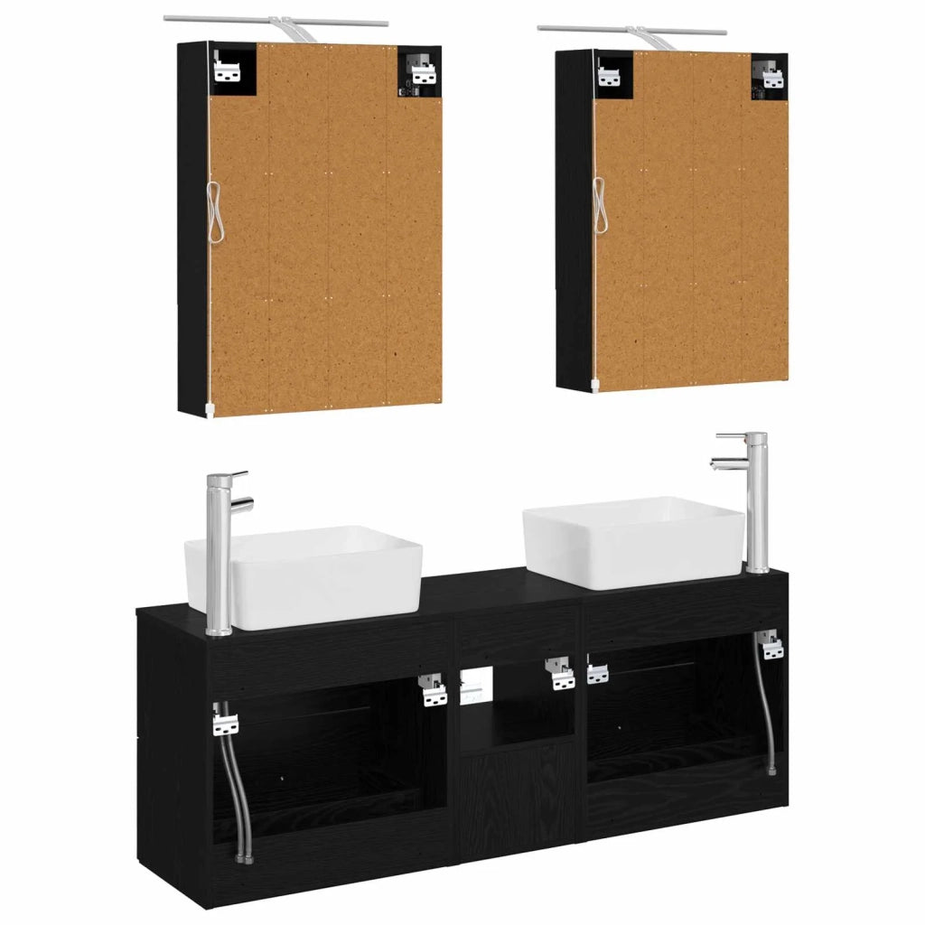 Set di mobili per il bagno 5 pcs Rovere Nero 3406840
