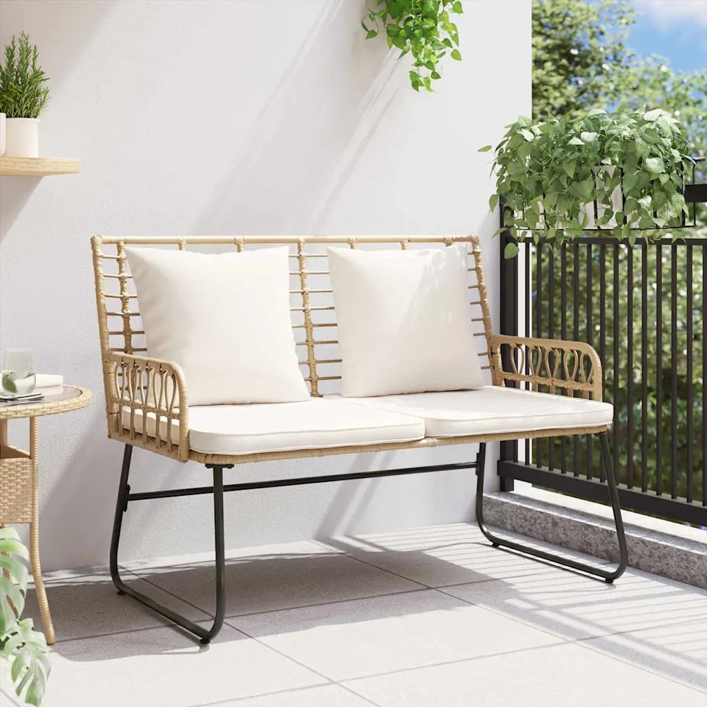 Panchina da giardino Marrone e Crema polyrattan 42010354