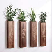 Set di 4 contenitori di pianta in legno per parete moderna bohemien decorazione per soggiorno e camera da letto contenitori per fiori secchi e piante artificiali