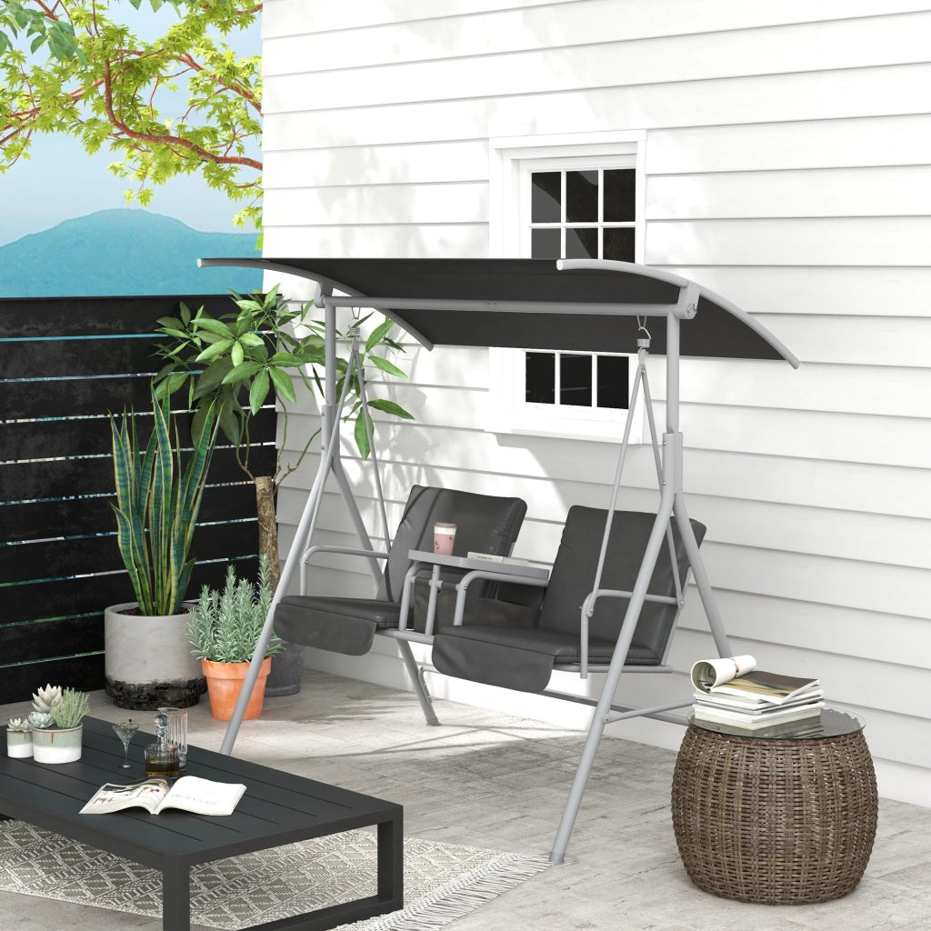 Balancelle 2 posti per giardino con tavolino ¨C zephmum ¨C grigio 175x112x158 cm