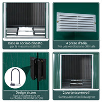 Casetta Box da Giardino in Lamiera 3,4x3,86x2 m Verde