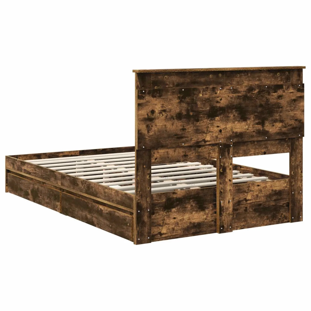 Letto con Contenitore con testiera Rovere fumé 135 x 190 cm 3410252