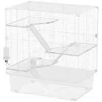 Gabbia per Roditori Multilivello con Accessori Inclusi, in Acciaio, PET e PS, 73x47x80 cm, Bianco