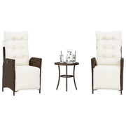 Set Bistrò 3 pz con Cuscini Marrone in Polyrattan