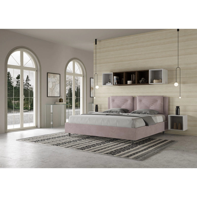 Letto imbottito Matrimoniale 190x200 cm Appia - Con rete,Glicine,Microfibra