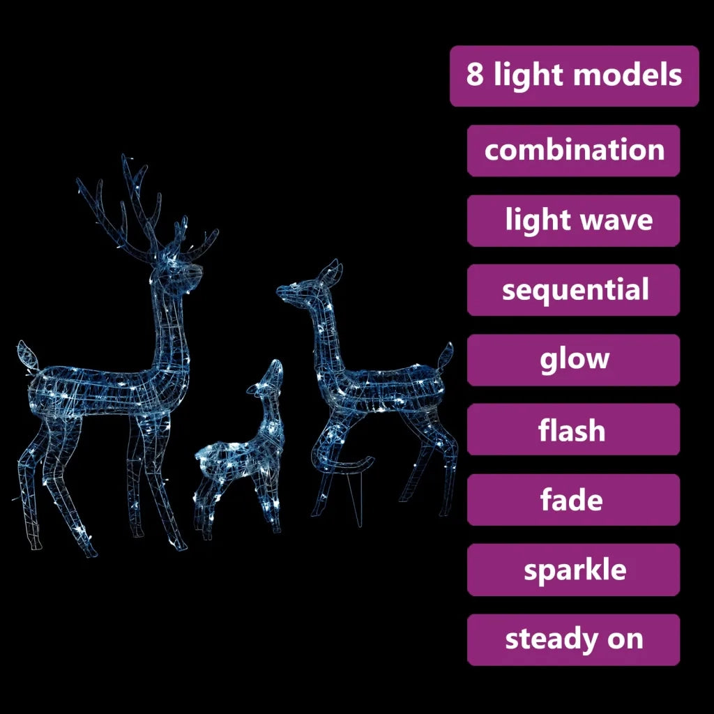 Famiglia di Renne di Natale 300 LED Bianco Freddo in Acrilico 329794