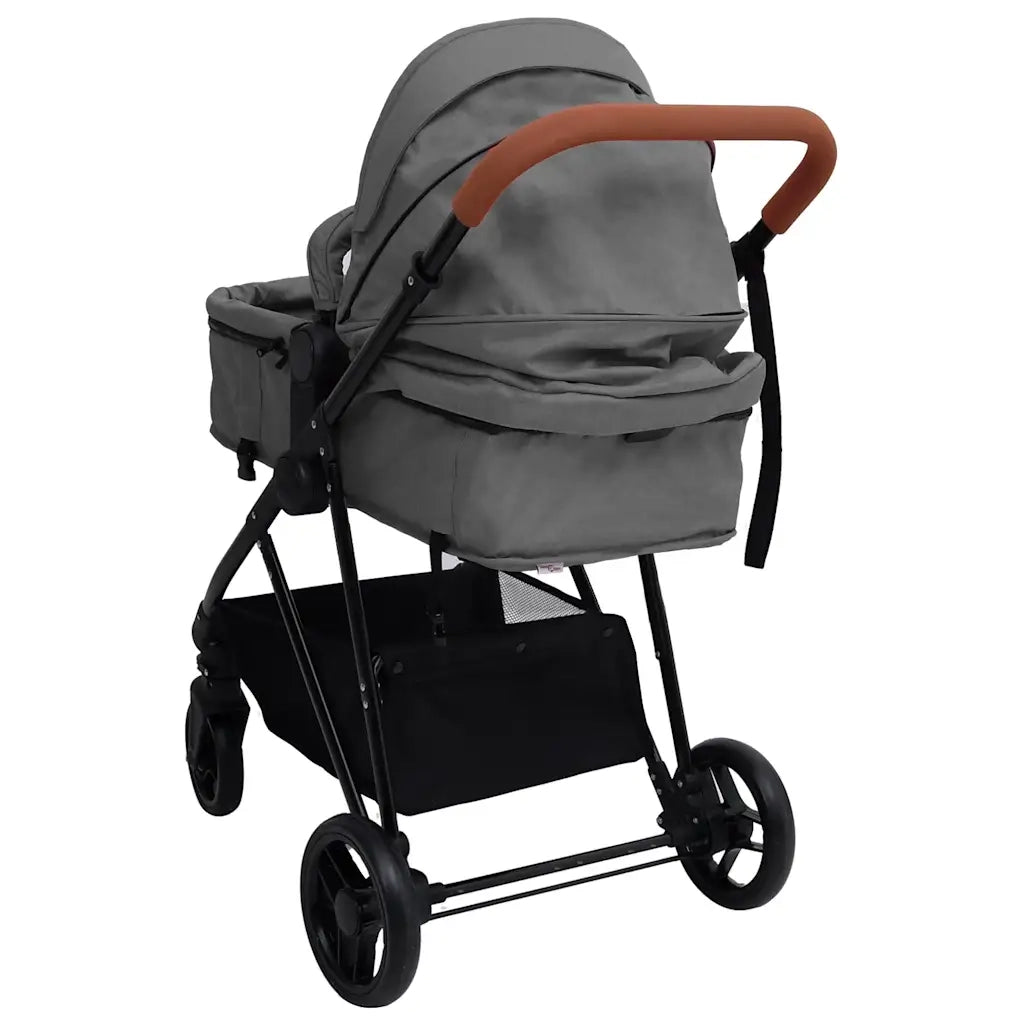 Passeggino 2 in 1 Grigio Chiaro e Nero in Acciaio CFW1258981