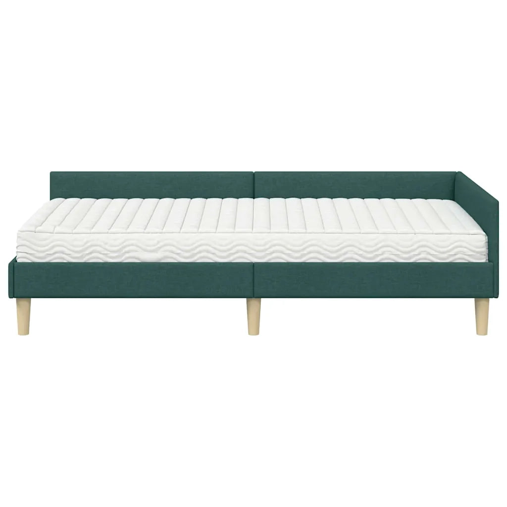 Struttura Letto Angolare con Materasso 2 pz-Giroletto con materasso Verde Tessuto 160677