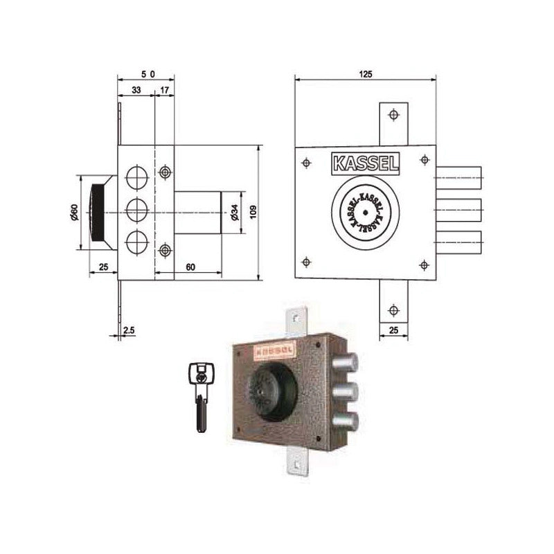 Serratura Sic.Triplice Sx Pompa 2202/Cp Kassel