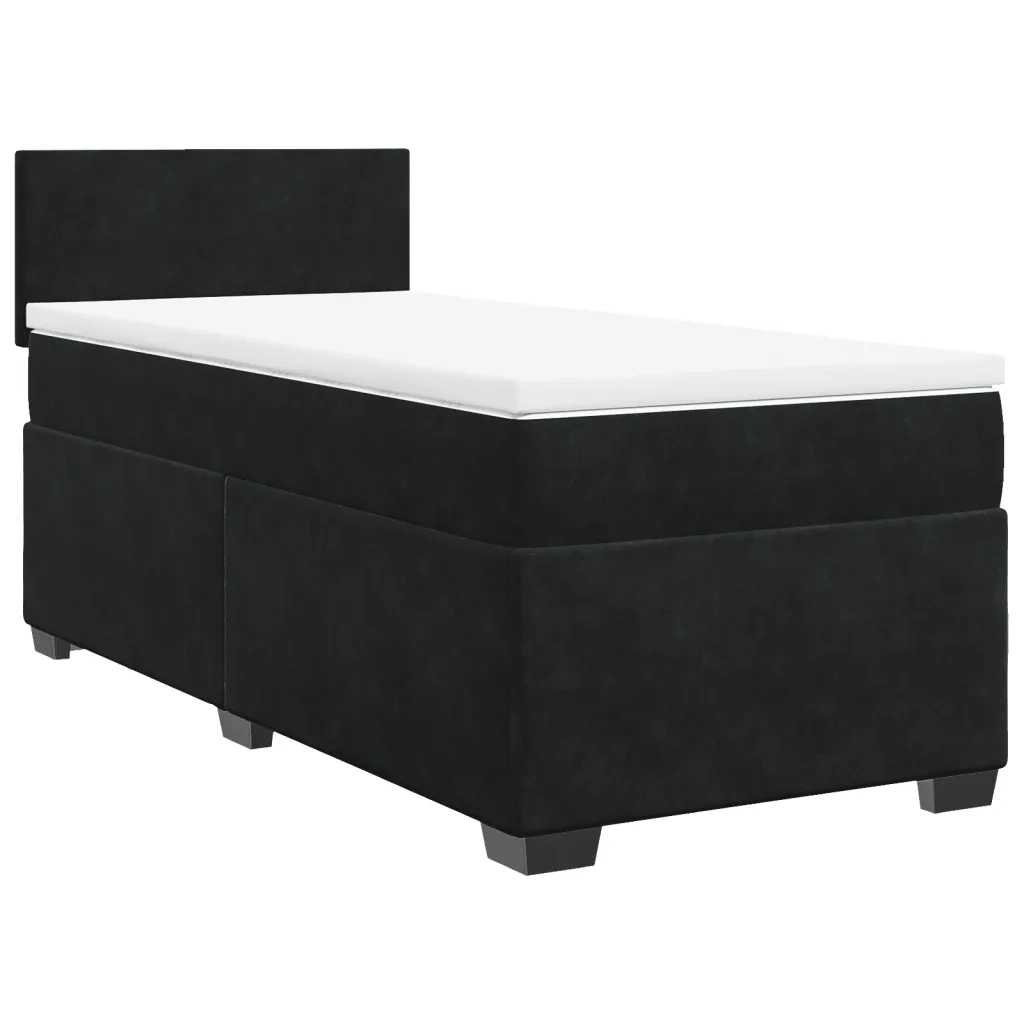 vidaXL Giroletto a Molle con Materasso Nero 100x200 cm in Velluto