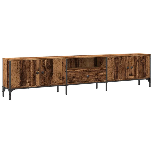 Mobile TV multimediale scaffale TV mobile TV sala da pranzo soggiorno camera da letto con cassetto legno invecchiato 200 x 25 x 44 cm legno ingegnerizzato marrone 02_0026938