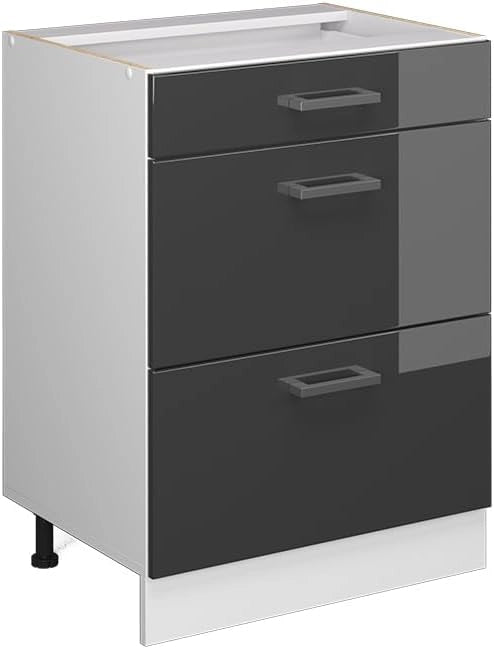 Frontale cucina R-Line, Antracite lucido, 59.6 x 71.3 cm frontale del mobile per mobile base con cassetti