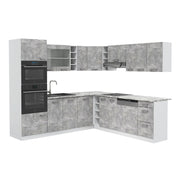Vicco Cucina angolare completa Cemento/Bianco 237 x 60 cm senza piano di lavoro