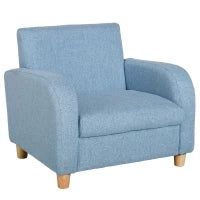 Poltrona per Bambini in Tessuto per Cameretta con Imbottitura, Max. 65 kg, 49x45x44 cm, Blu