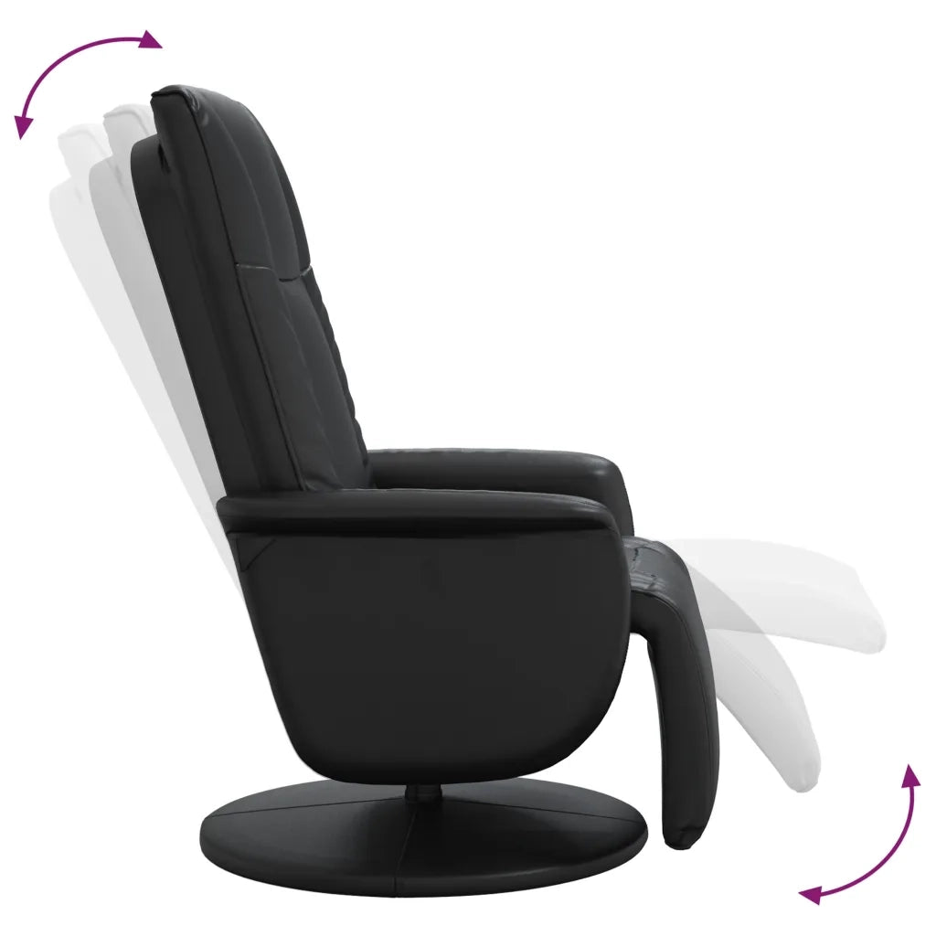 Poltrona Reclinabile con Poggiapiedi Nera in Similpelle 356509