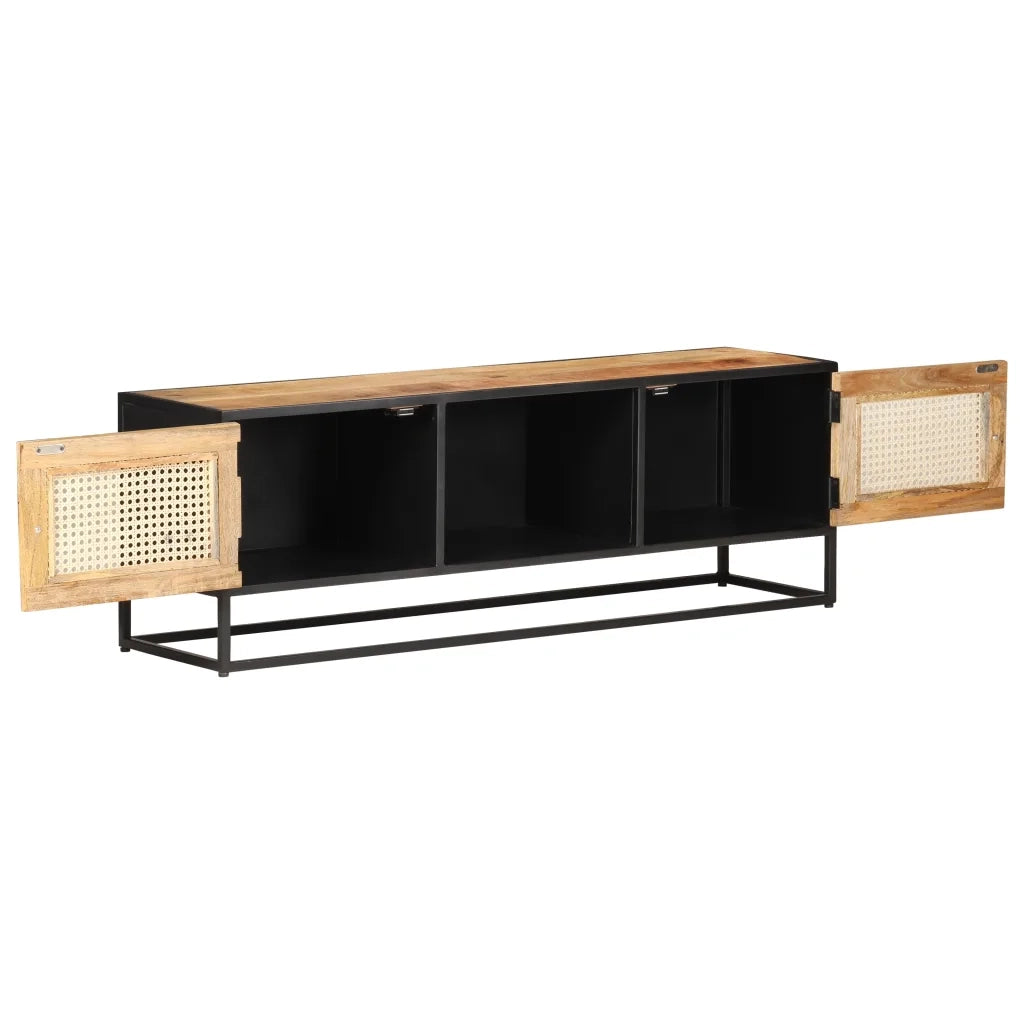 Mobile Porta TV 120x30x40 cm in Legno di Mango Grezzo e Canna cod mxl 64069