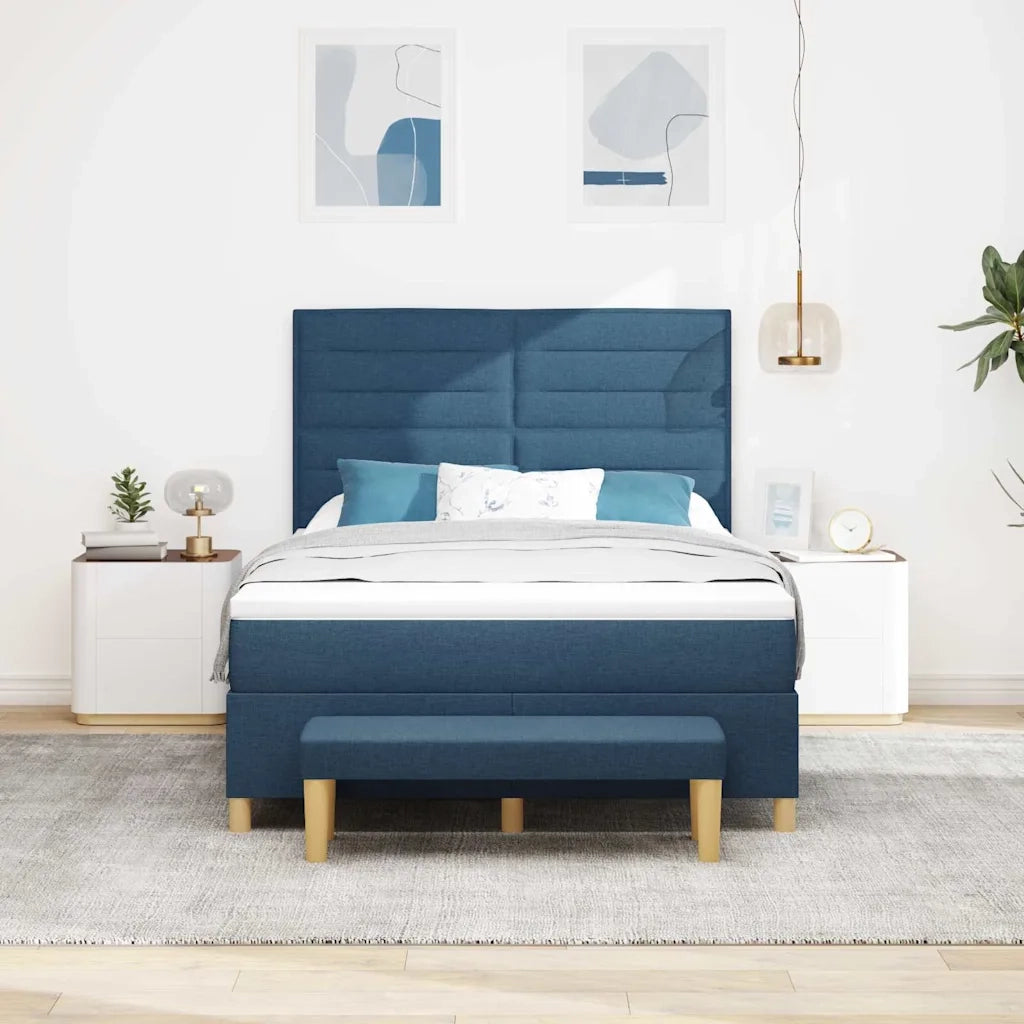 Letto a molle con testiera Blu 200 x 140 cm Tessuto 3344232