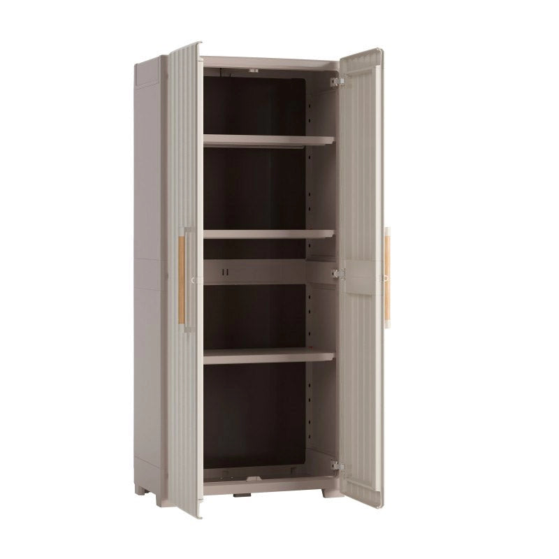 Armadio da Esterno 3 Ripiani 80x45x180H cm in Plastica Keter Groove Alto Sabbia/Beige
