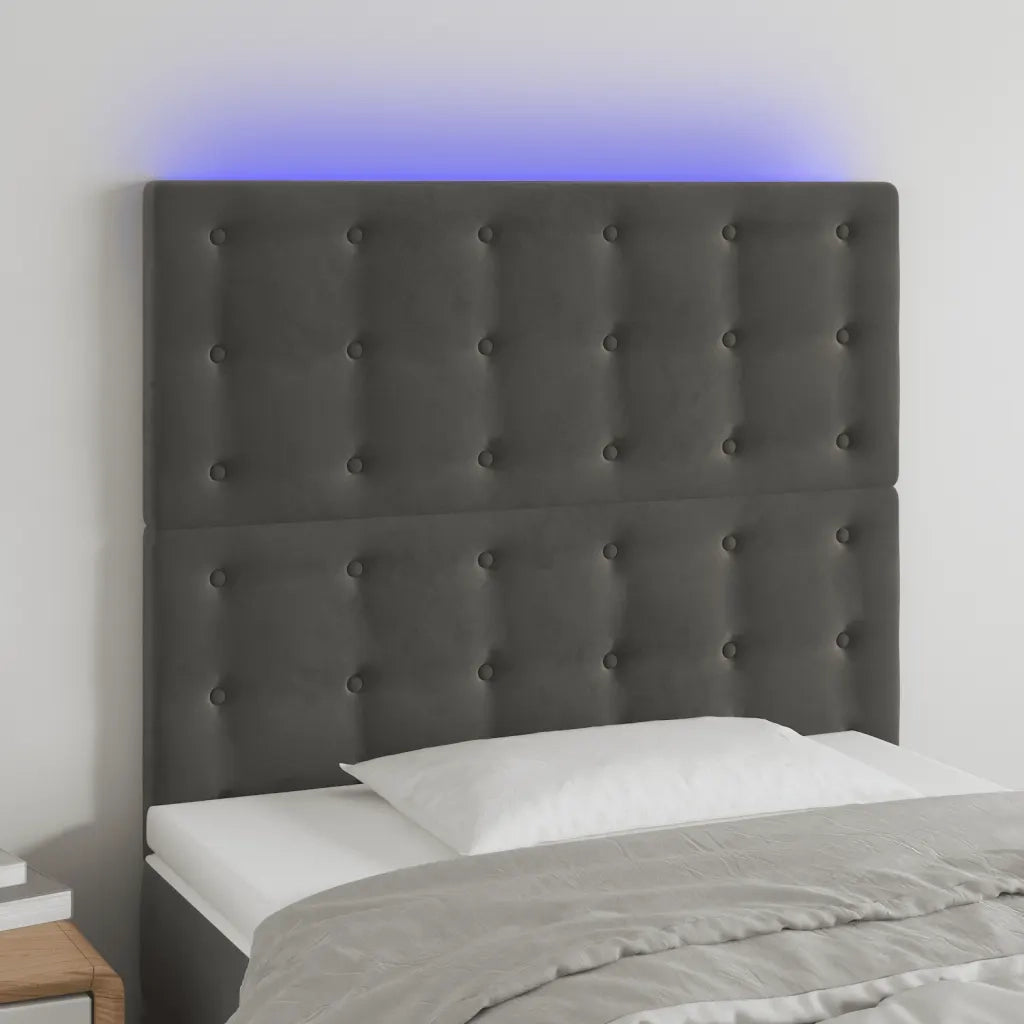 Testiera | Testata a LED GrigioScuro 100x5x118/128cm in Velluto