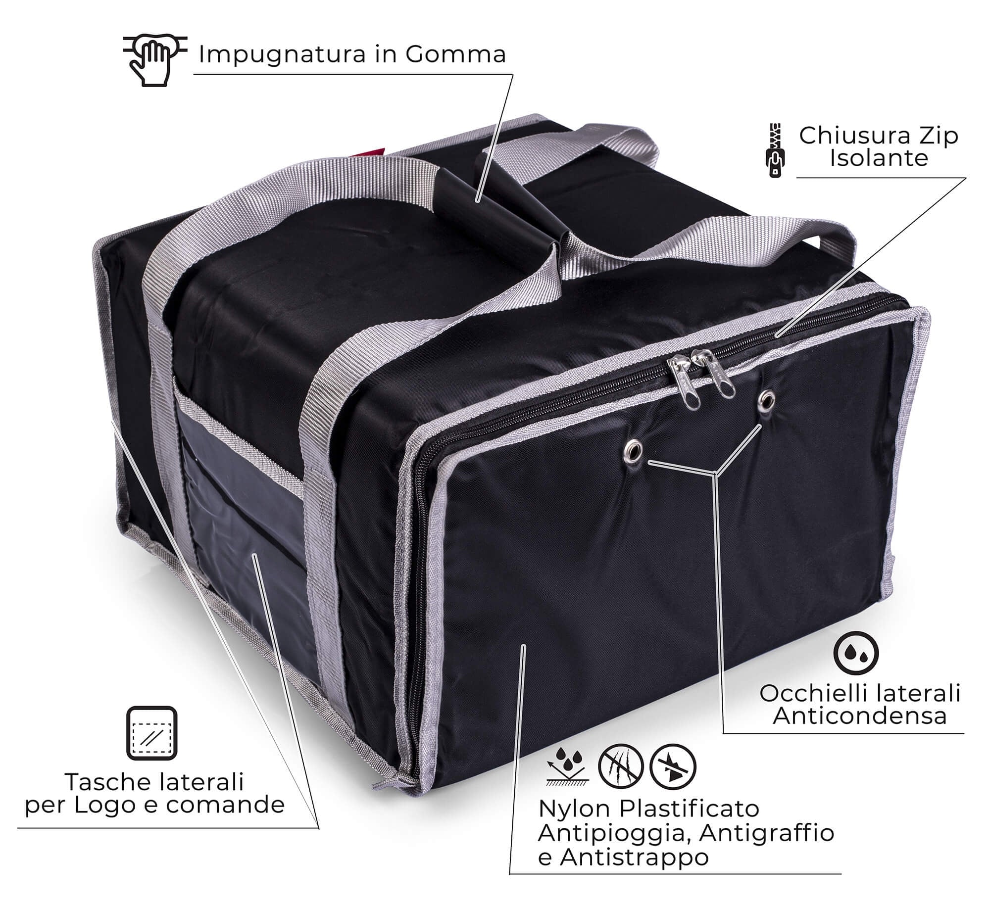 Borsa Termica Porta Pizze da Asporto 6 Cartoni Safemi Express 6 Nera