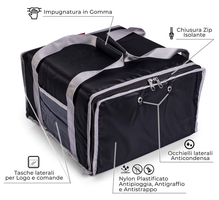 Borsa Termica Porta Pizze da Asporto 6 Cartoni Safemi Express 6 Nera