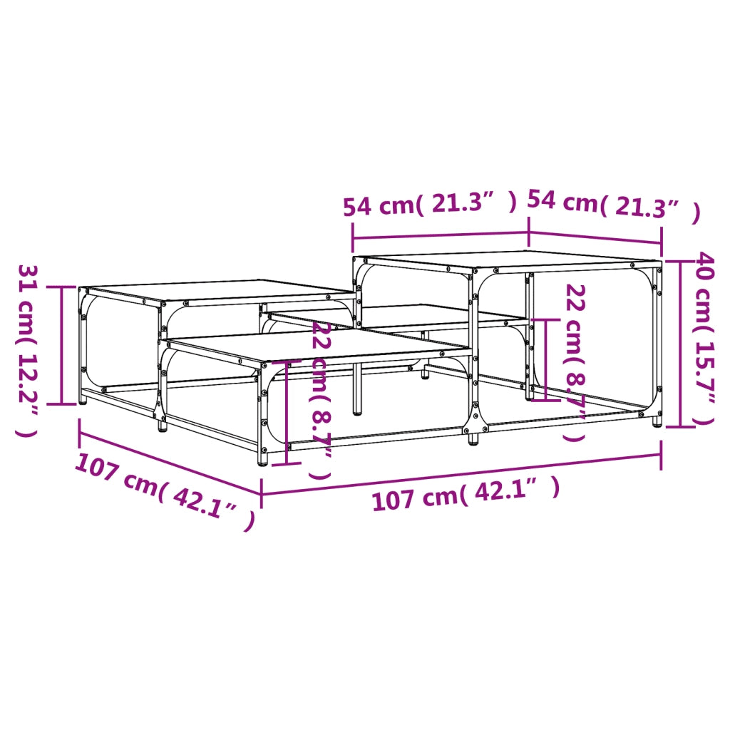 Tavolino da Salotto Nero 107x107x40 cm in Legno Multistrato 837752