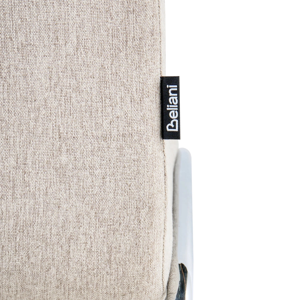 Set di 2 sedie da pranzo imbottite con braccioli, rivestimento beige, base in metallo design moderno