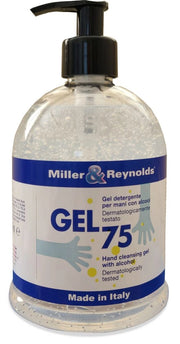 Gel detergente mani 500ml 75% Alcol con dispenser Made in Italy