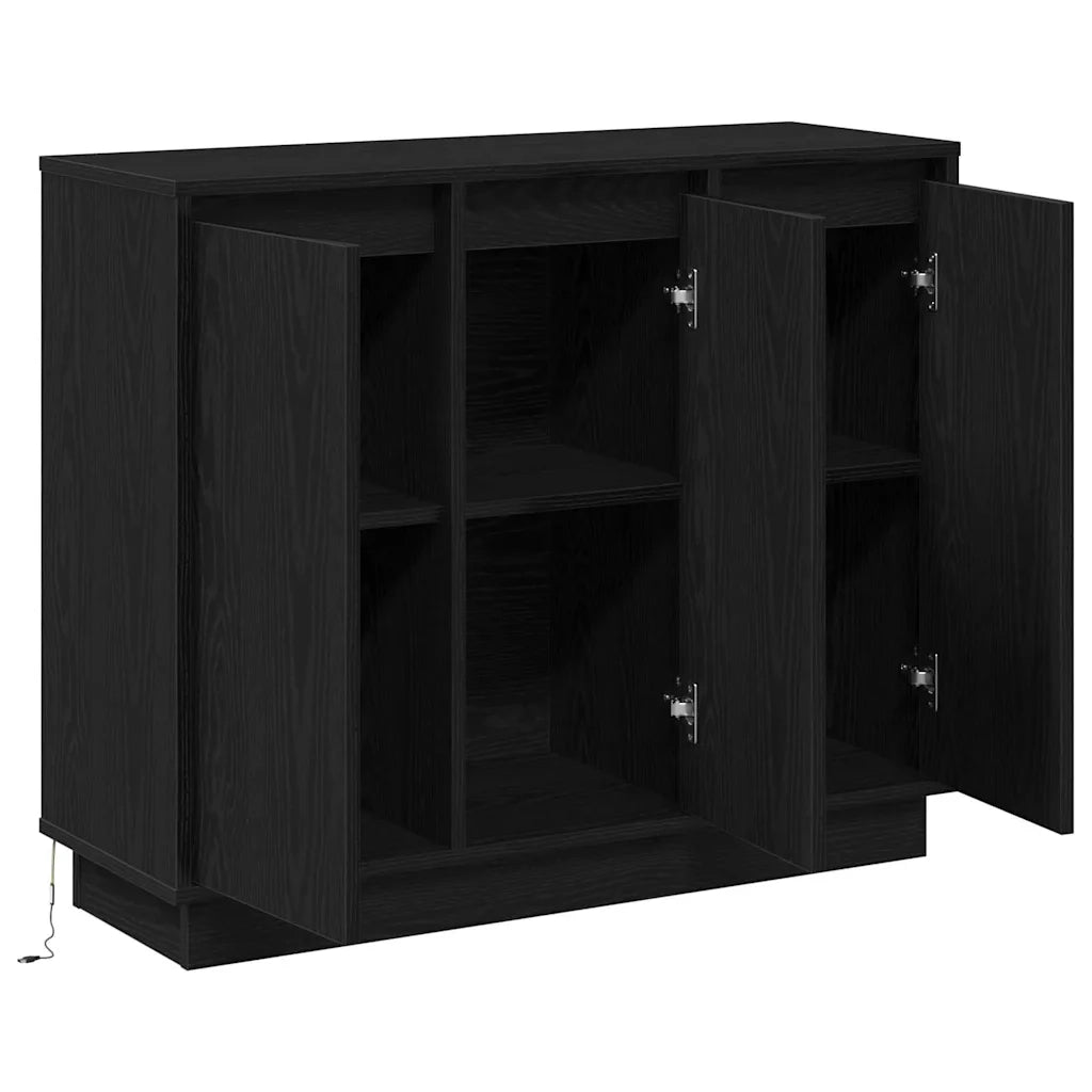 Credenza | Madia LED Rovere Nero 90 x 32 x 75 cm Legno multistrato