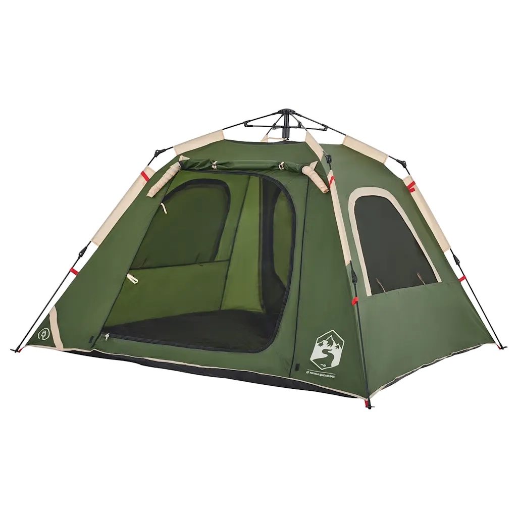 Tenda a Cupola da Campeggio 4 Persone Verde a Rilascio Rapido 4004143