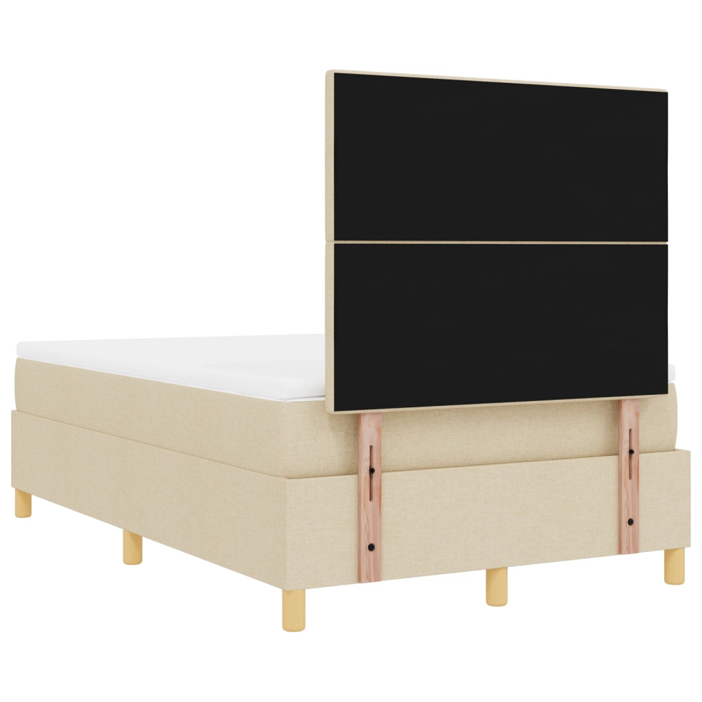 letto box spring con materasso e LED crema 120x200 cm in tessuto