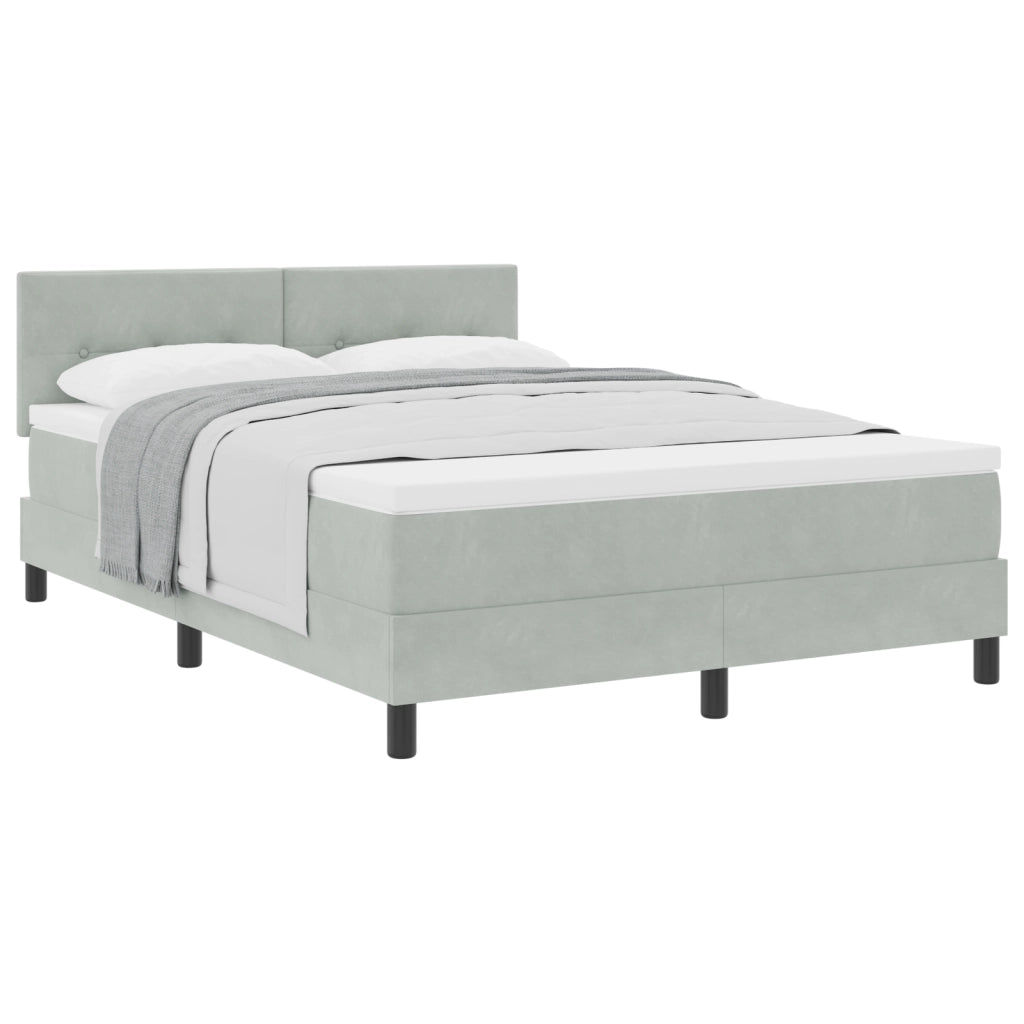 Letto a Box con Materasso  Grigio Chiaro 140x190 cm in Velluto