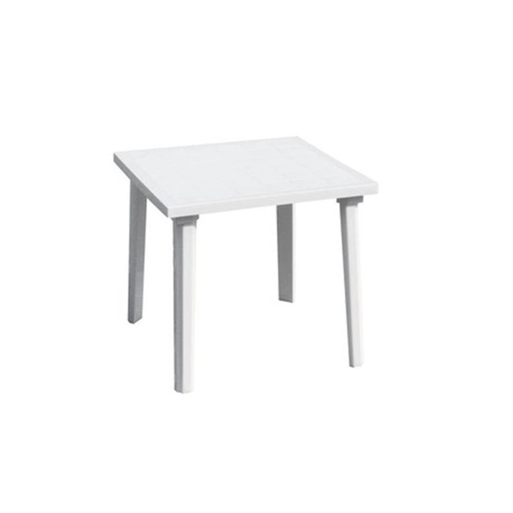 Trade Shop - Tavolo In Plastica Da Giardino Tavola Quadrata Bianco 80x75xh72cm Resistente 908604 -