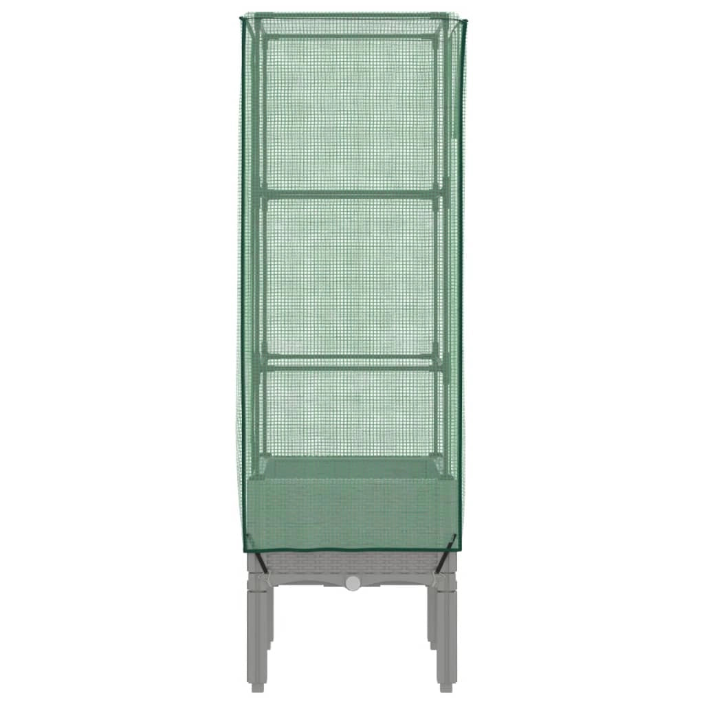Vaso per fioriera rialzata per piante fiori terrazza da giardino rialzata con rivestimento in simil rattan 40 x 40 x 140 cm grigio chiaro 02_0038781